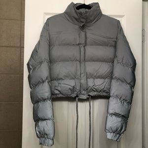 Pretty Little Thing Grey Reflective Puffer Jacket